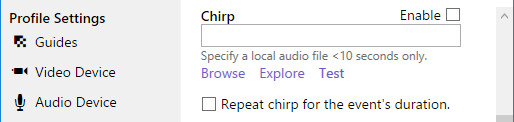 Chirp alert settings.