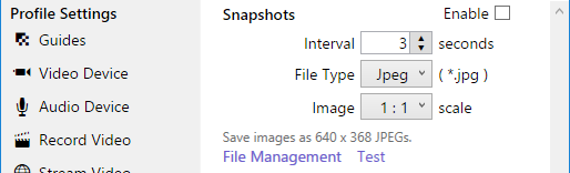 Alert snapshot settings.