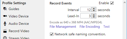 Alert recording settings.