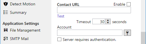 Contact URL on alert settings.