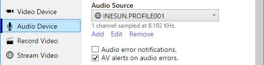 Audio device selection.