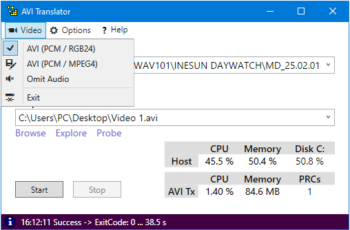 AVI Translator while idling.