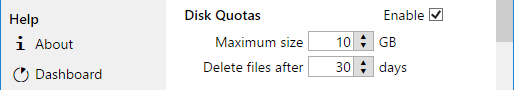 File manager disk quotas.