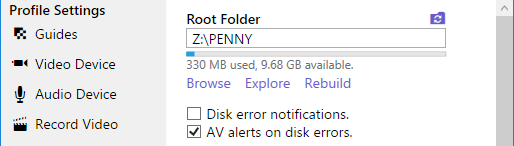 File manager root folder selection.