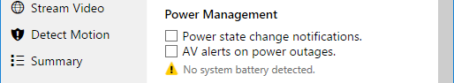 Power management settings.