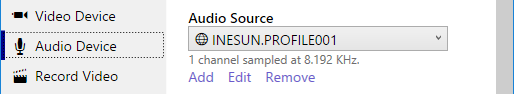 Audio device selection.