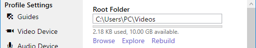 File manager root folder selection.