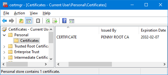 Windows Certificates Manager.