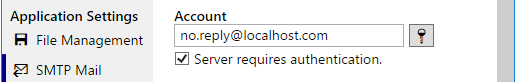 SMTP server account settings.