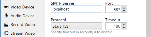 SMTP server selection.