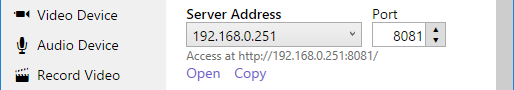 Web server settings.