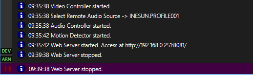 Web server disabled visual cue.