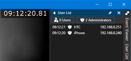 Web server active users listing.